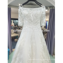 2017 nuevo vestido elegante y generoso del vestido de boda del cordón del hombro de la palabra Vestidos De Noiva LJ-10010